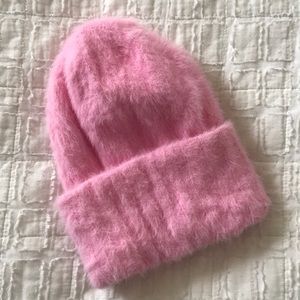 Free people pink fuzzy beanie